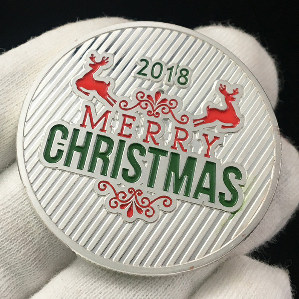 Merry Christmas Santa Sled Commemorative Coin Souvenir Embossing Collection Gift