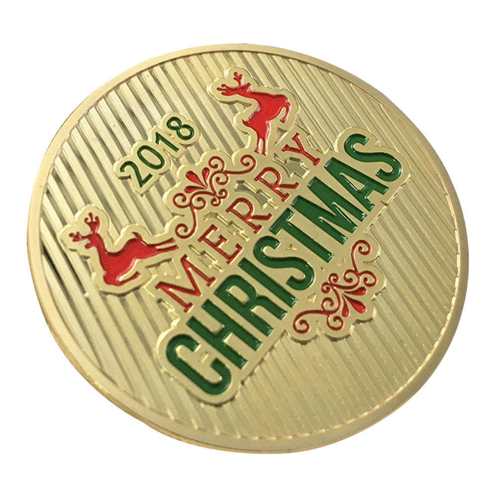 Merry Christmas Santa Sled Commemorative Coin Souvenir Embossing Collection Gift