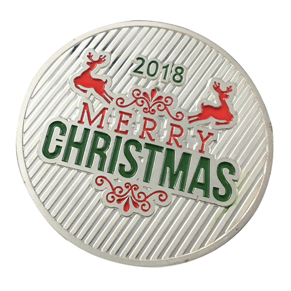 Merry Christmas Santa Sled Commemorative Coin Souvenir Embossing Collection Gift