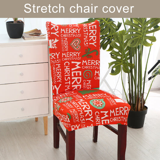 Christmas Snowflake Santa Elastic Stretch Seat Chair Cover Dining Room Decor