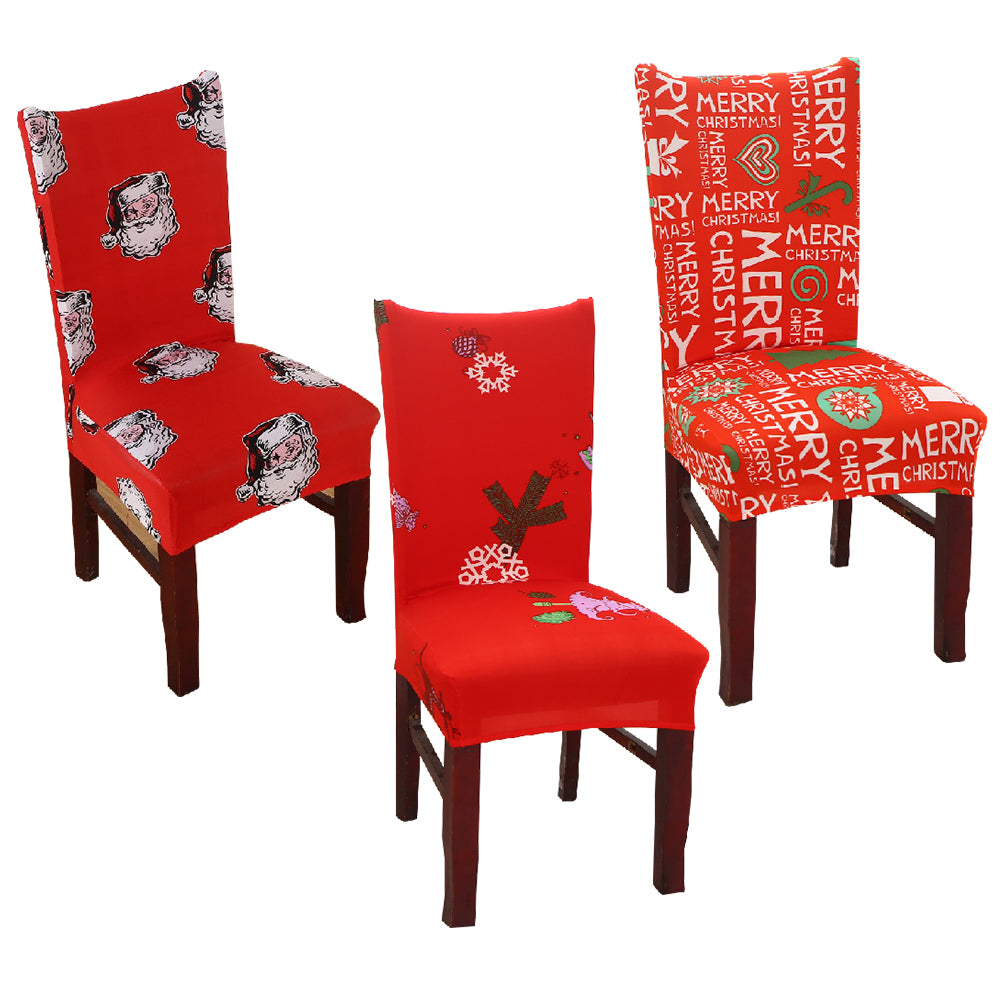 Christmas Snowflake Santa Elastic Stretch Seat Chair Cover Dining Room Decor