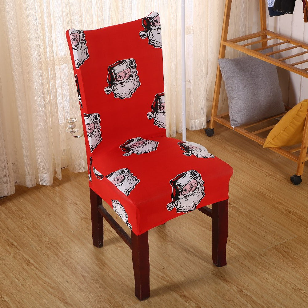 Christmas Snowflake Santa Elastic Stretch Seat Chair Cover Dining Room Decor