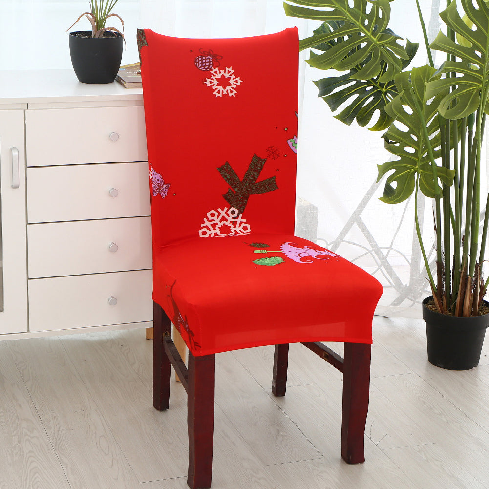 Christmas Snowflake Santa Elastic Stretch Seat Chair Cover Dining Room Decor