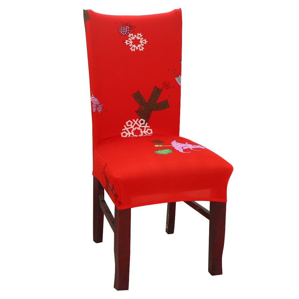 Christmas Snowflake Santa Elastic Stretch Seat Chair Cover Dining Room Decor