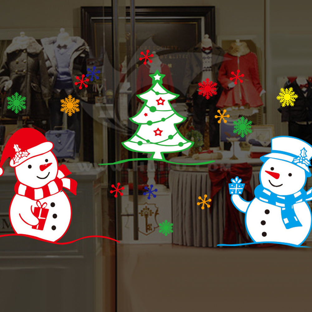 Christmas Glass Window Decor Decal Snowman Santa Claus Static Cling Sticker