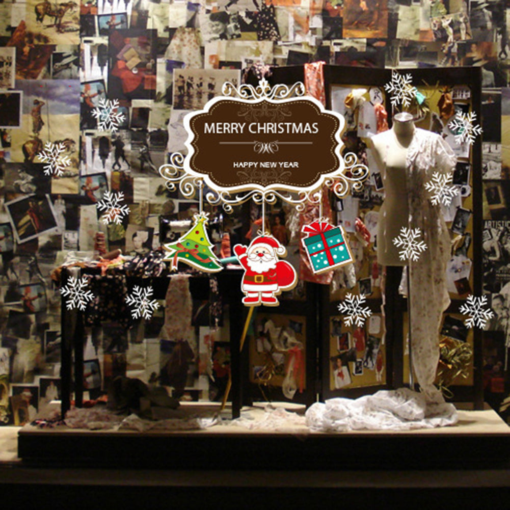 Christmas Glass Window Decor Decal Snowman Santa Claus Static Cling Sticker
