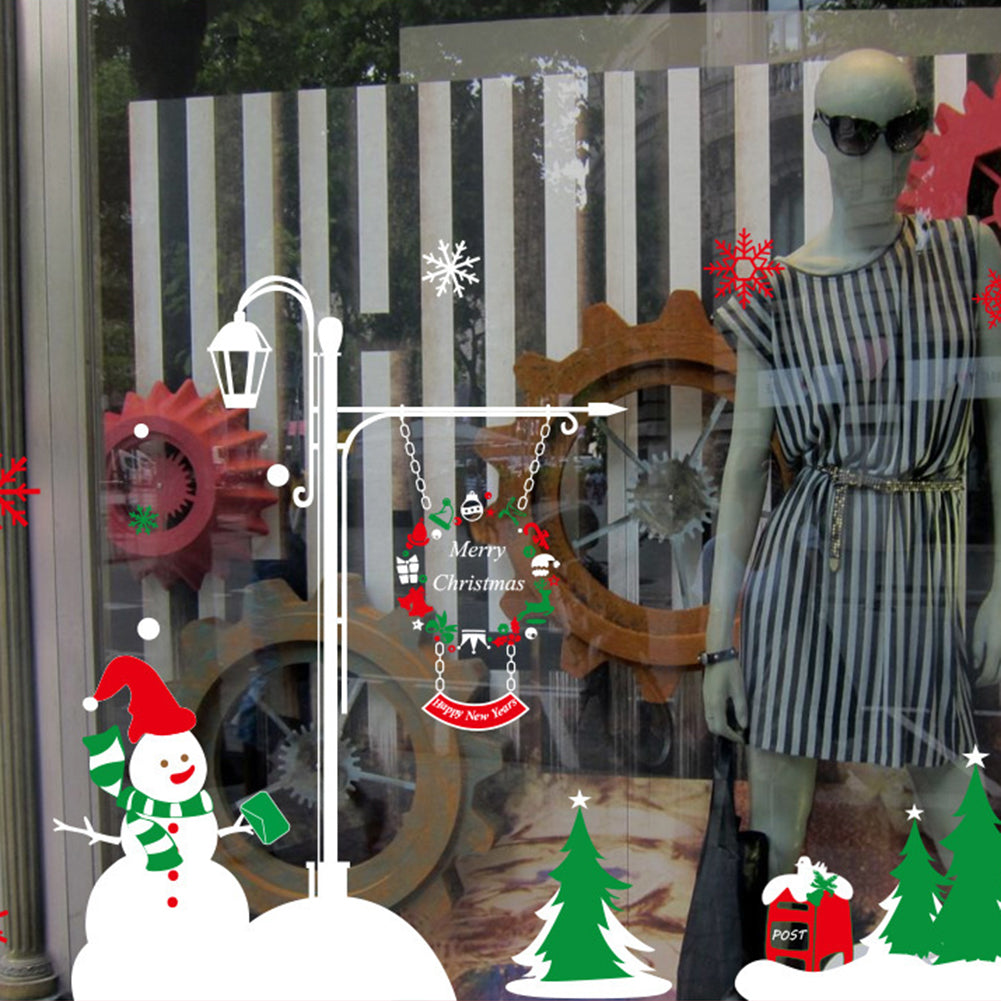 Christmas Glass Window Decor Decal Snowman Santa Claus Static Cling Sticker