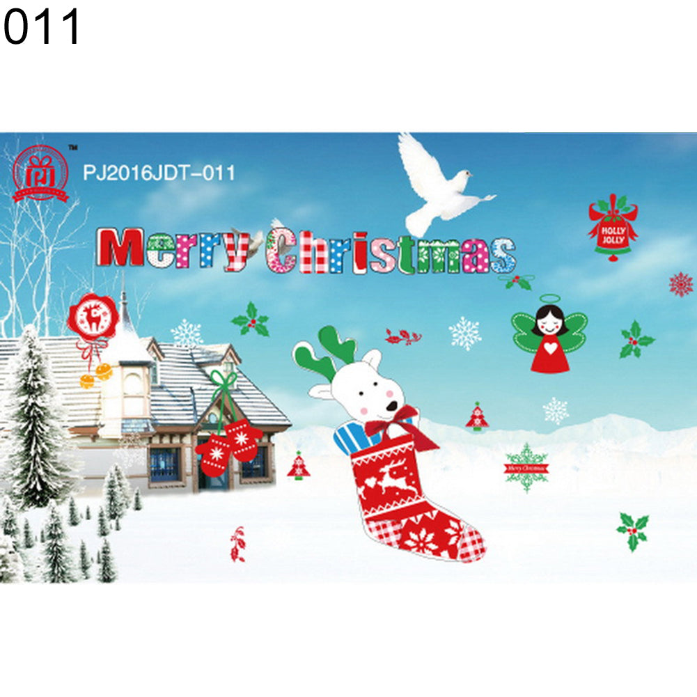 Christmas Glass Window Decor Decal Snowman Santa Claus Static Cling Sticker