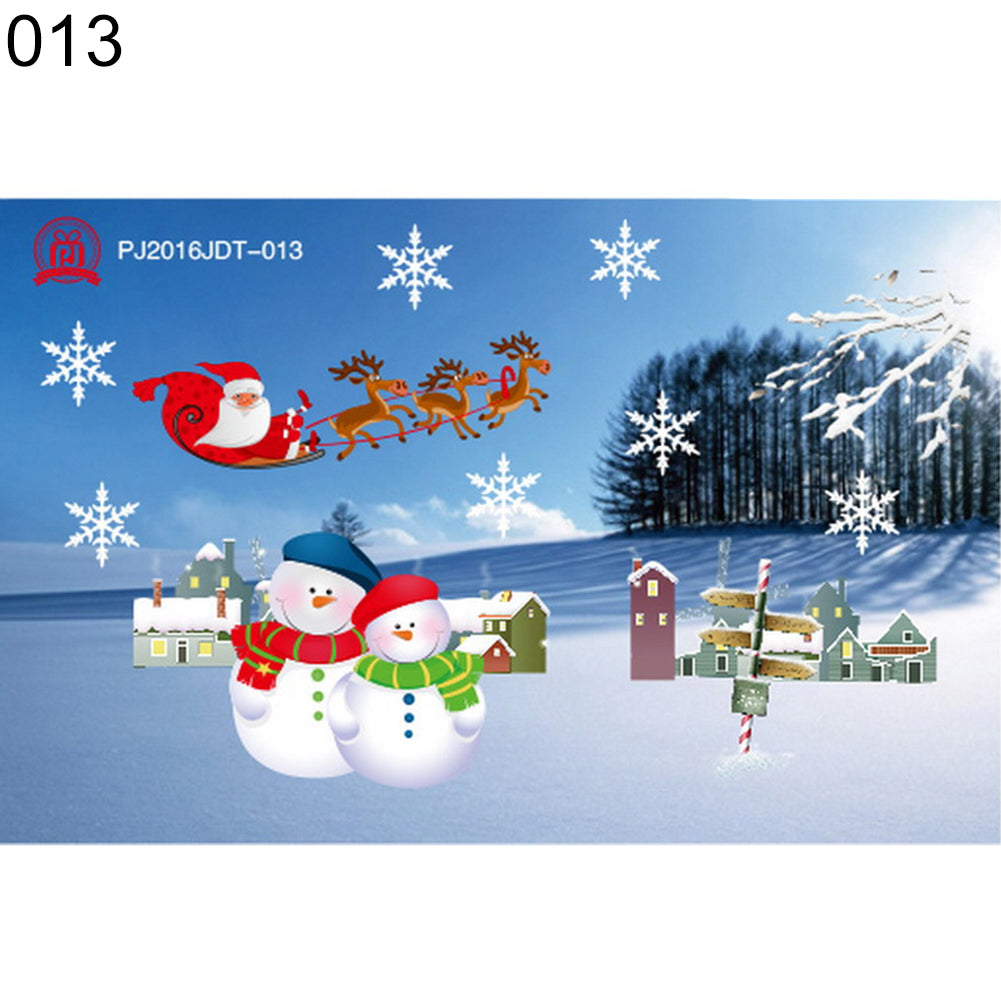 Christmas Glass Window Decor Decal Snowman Santa Claus Static Cling Sticker