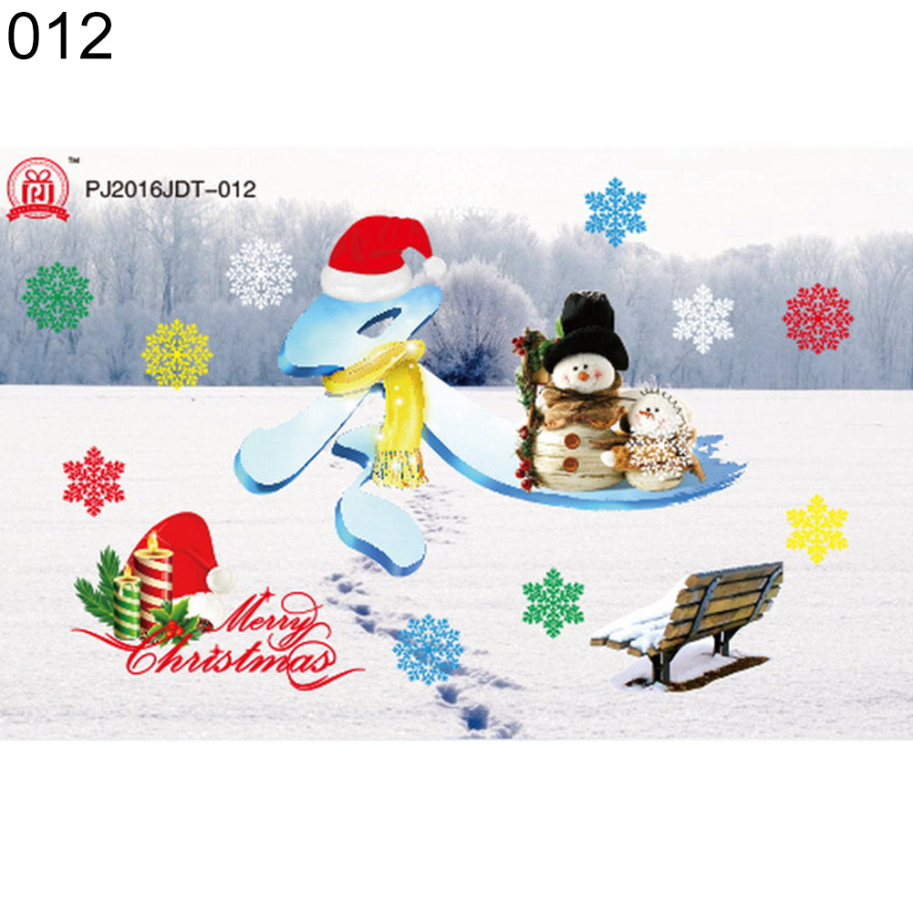 Christmas Glass Window Decor Decal Snowman Santa Claus Static Cling Sticker