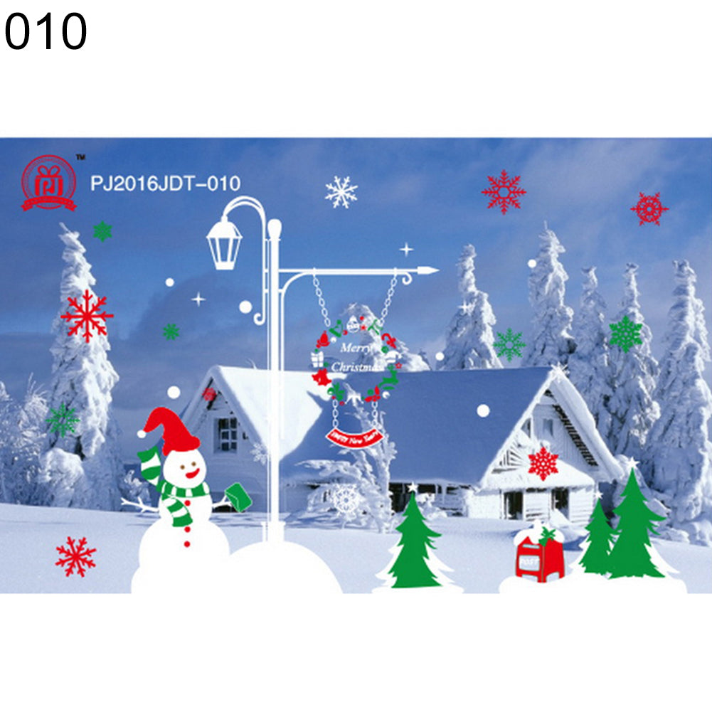 Christmas Glass Window Decor Decal Snowman Santa Claus Static Cling Sticker