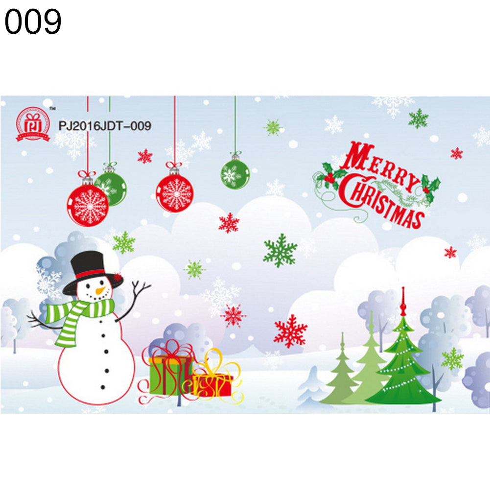 Christmas Glass Window Decor Decal Snowman Santa Claus Static Cling Sticker