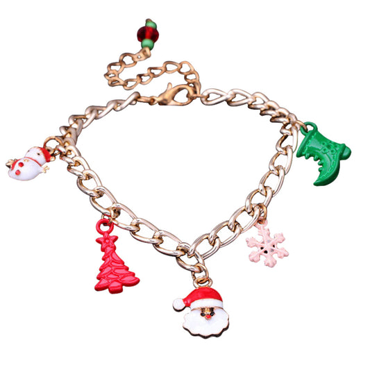 Christmas Santa Claus Snowflake Heart Rope Metal Unisex Bangle Bracelet Gift
