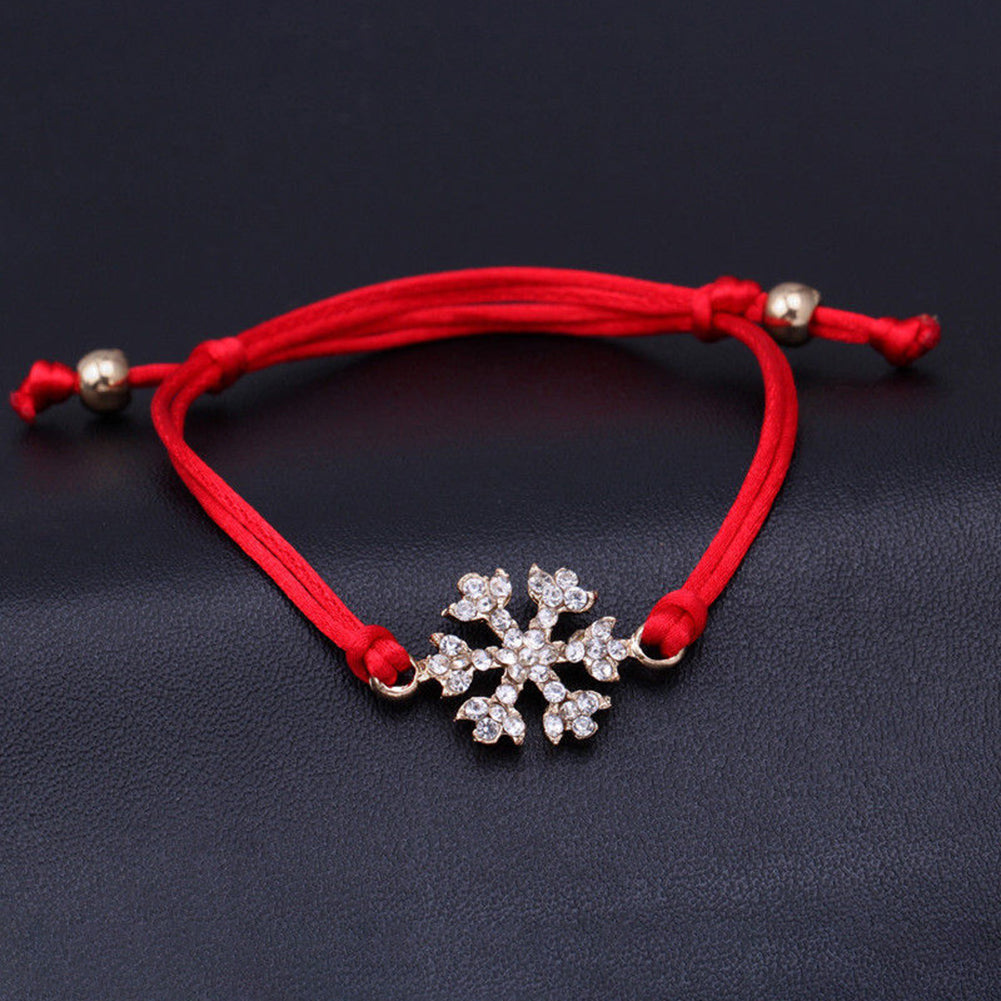 Christmas Santa Claus Snowflake Heart Rope Metal Unisex Bangle Bracelet Gift
