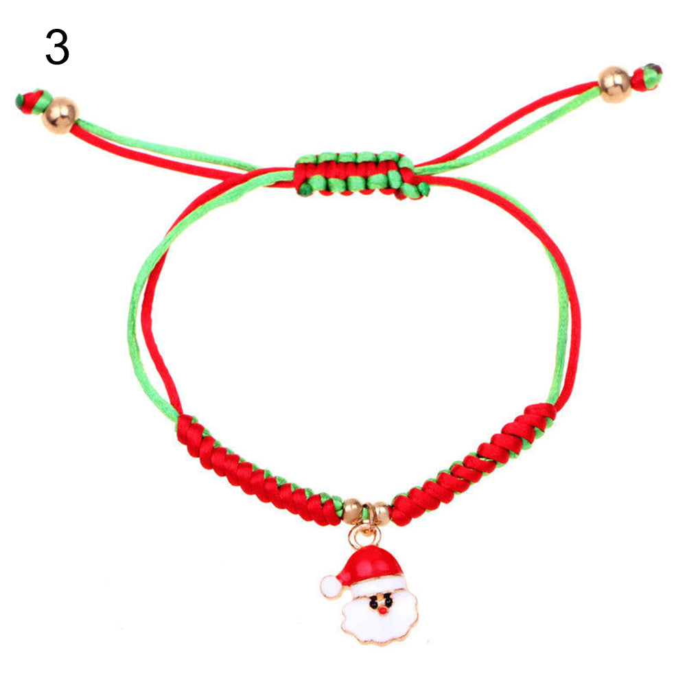 Christmas Santa Claus Snowflake Heart Rope Metal Unisex Bangle Bracelet Gift