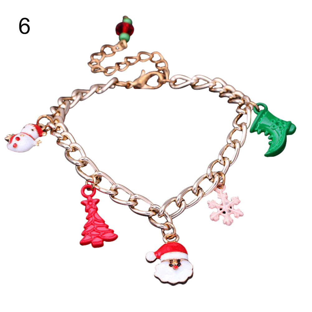 Christmas Santa Claus Snowflake Heart Rope Metal Unisex Bangle Bracelet Gift