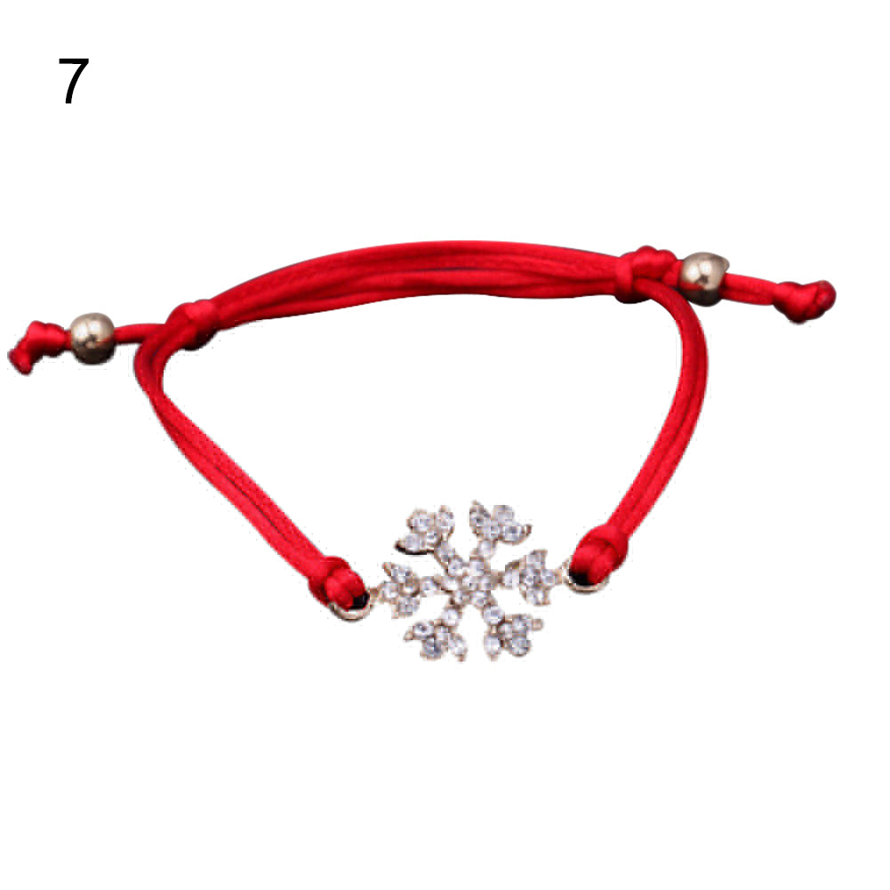 Christmas Santa Claus Snowflake Heart Rope Metal Unisex Bangle Bracelet Gift