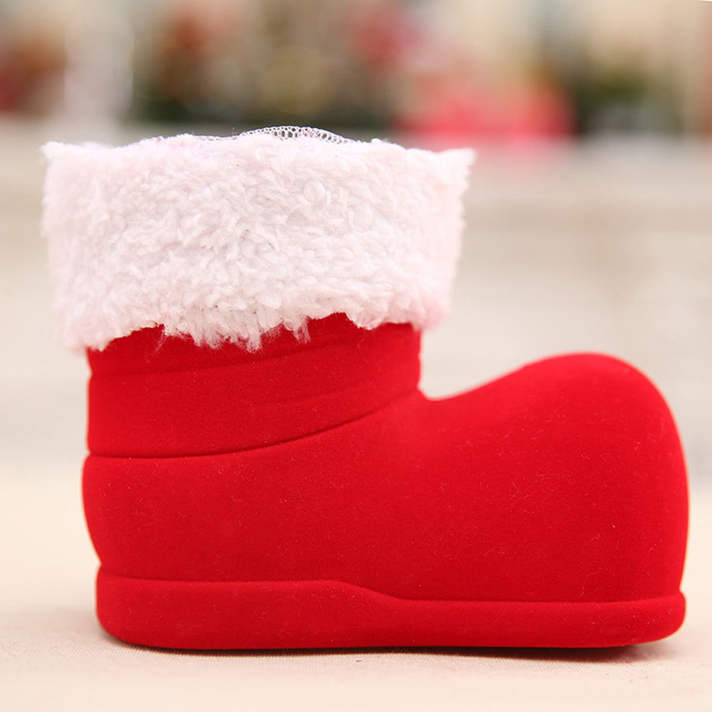 Christmas Xmas Flocking Red Boot Sock Small Candy Gift Bag Box for Kids Winter