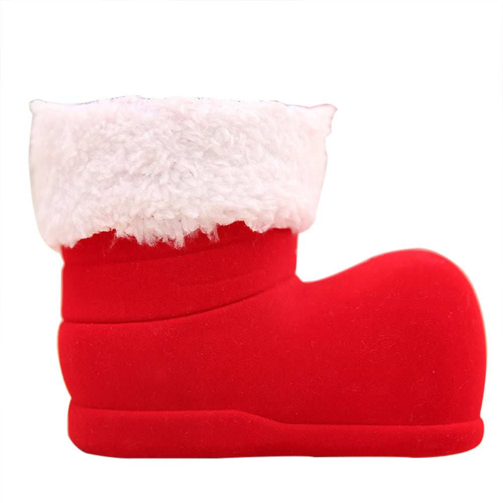 Christmas Xmas Flocking Red Boot Sock Small Candy Gift Bag Box for Kids Winter
