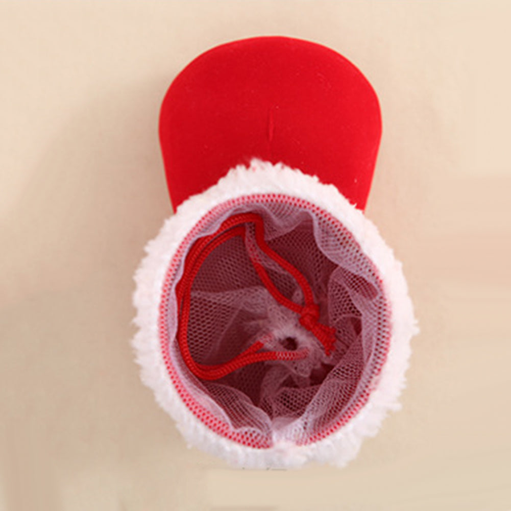 Christmas Xmas Flocking Red Boot Sock Small Candy Gift Bag Box for Kids Winter