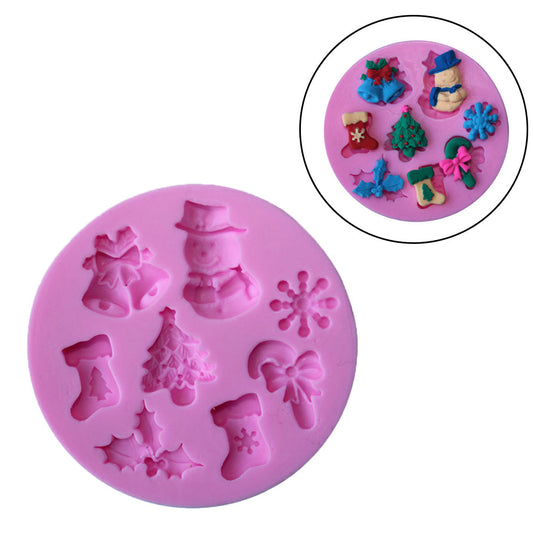 Christmas Snowflake Snowman Tree Silicone Cake Soap Mold Fondant Baking Tool