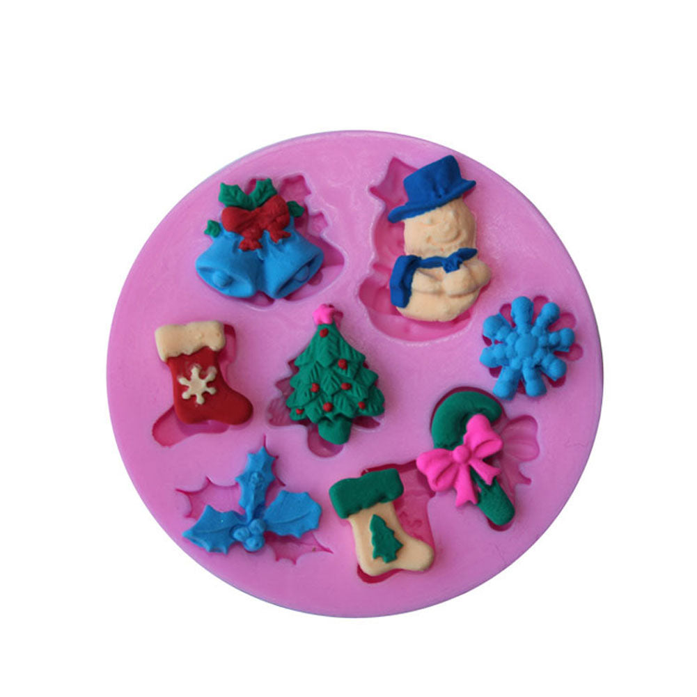 Christmas Snowflake Snowman Tree Silicone Cake Soap Mold Fondant Baking Tool