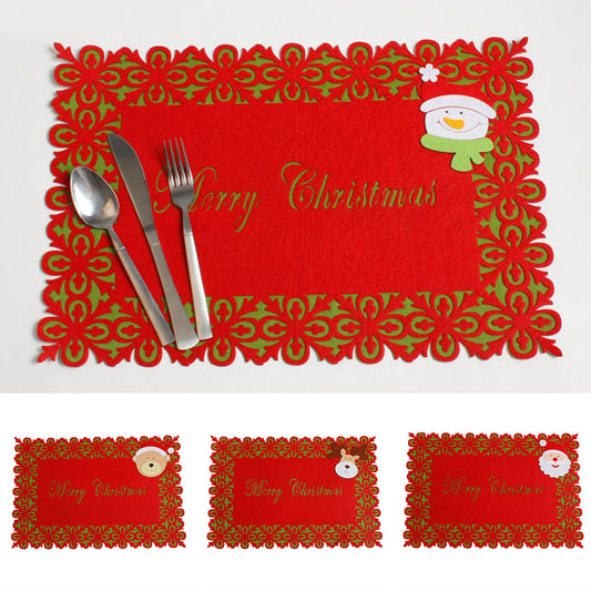 Merry Christmas Rectangle Non-woven Cloth Placemat Xmas Dining Table Mat Decor