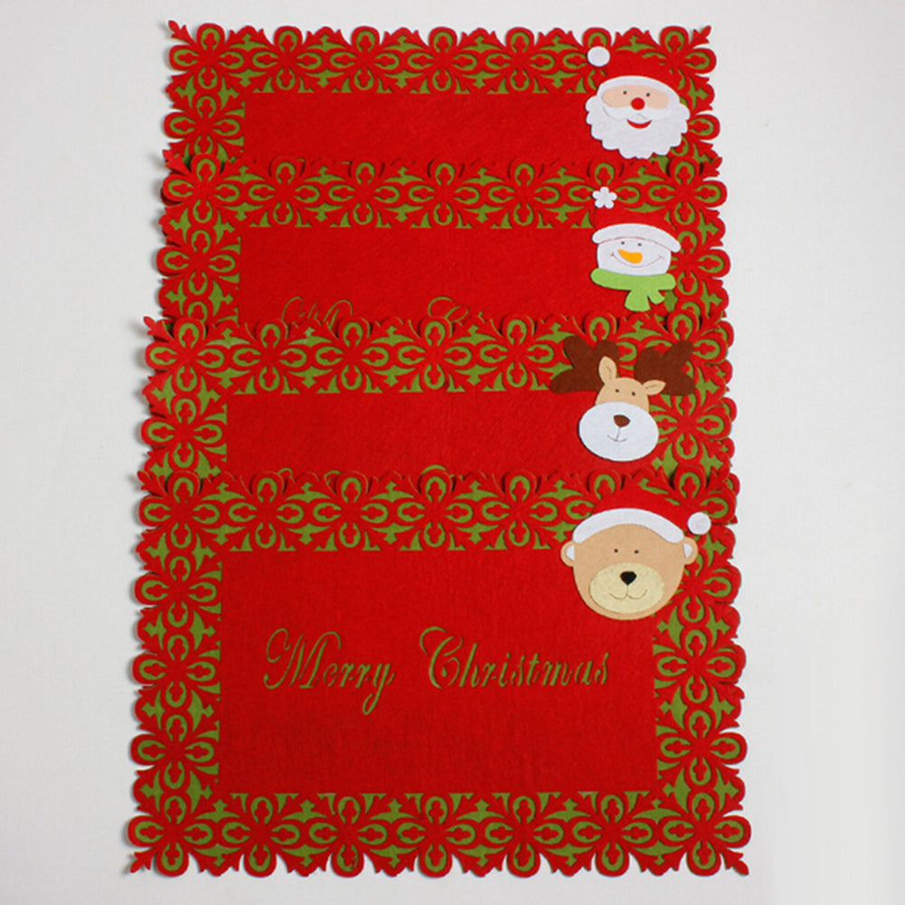 Merry Christmas Rectangle Non-woven Cloth Placemat Xmas Dining Table Mat Decor