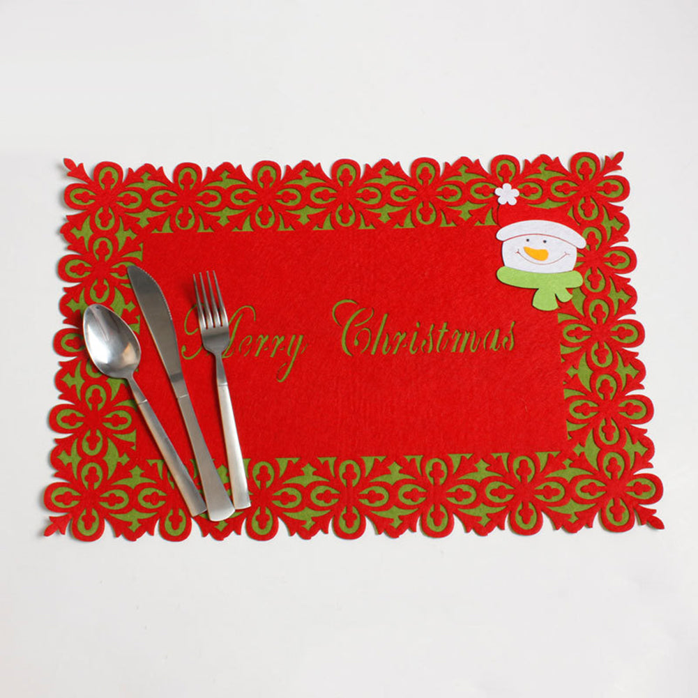 Merry Christmas Rectangle Non-woven Cloth Placemat Xmas Dining Table Mat Decor