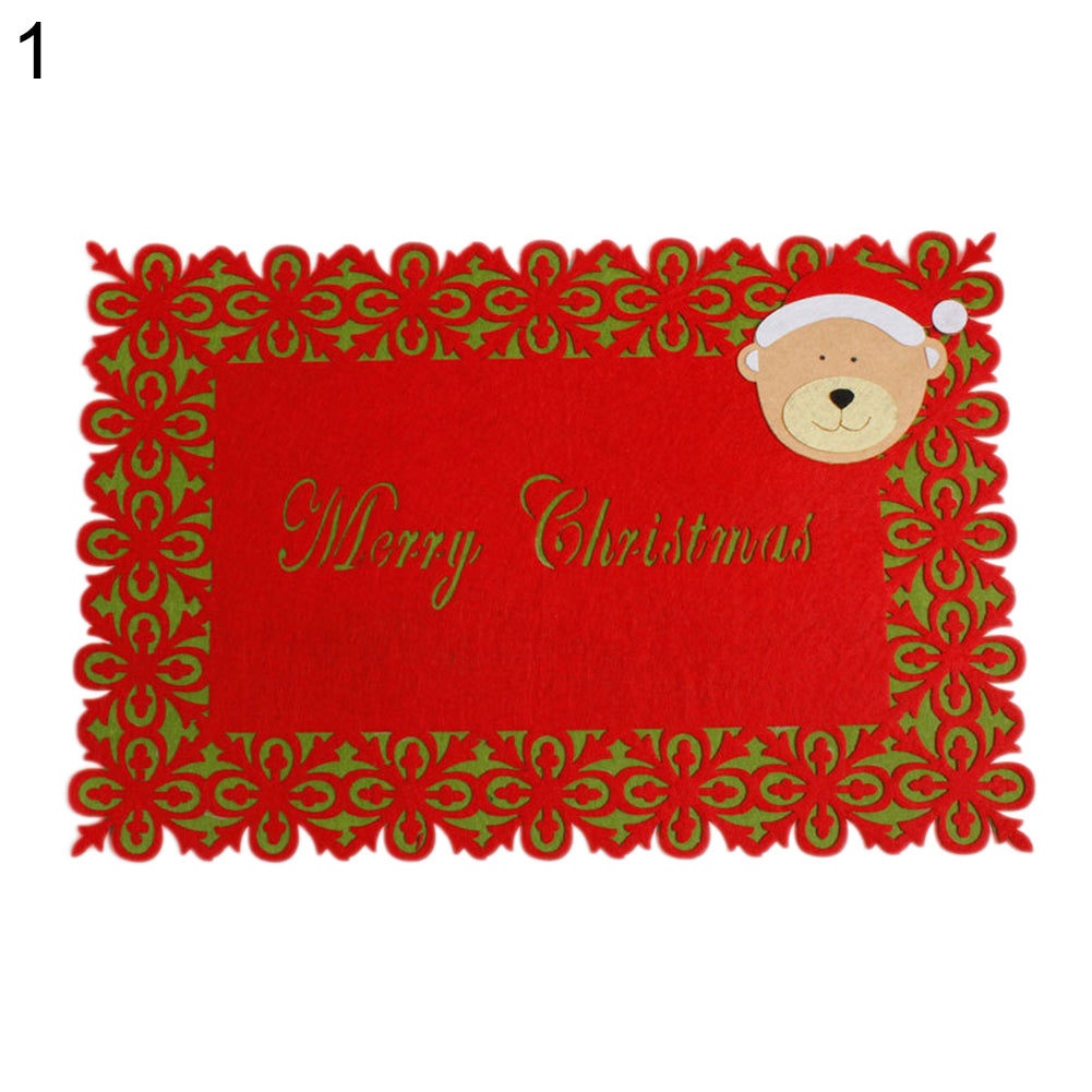 Merry Christmas Rectangle Non-woven Cloth Placemat Xmas Dining Table Mat Decor