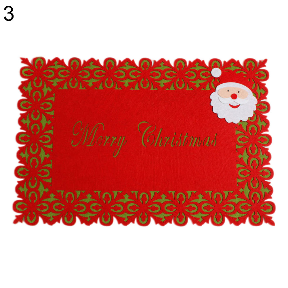 Merry Christmas Rectangle Non-woven Cloth Placemat Xmas Dining Table Mat Decor