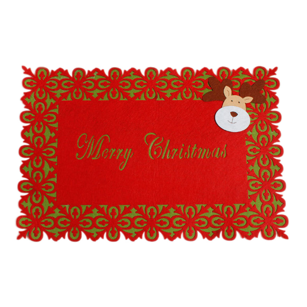 Merry Christmas Rectangle Non-woven Cloth Placemat Xmas Dining Table Mat Decor