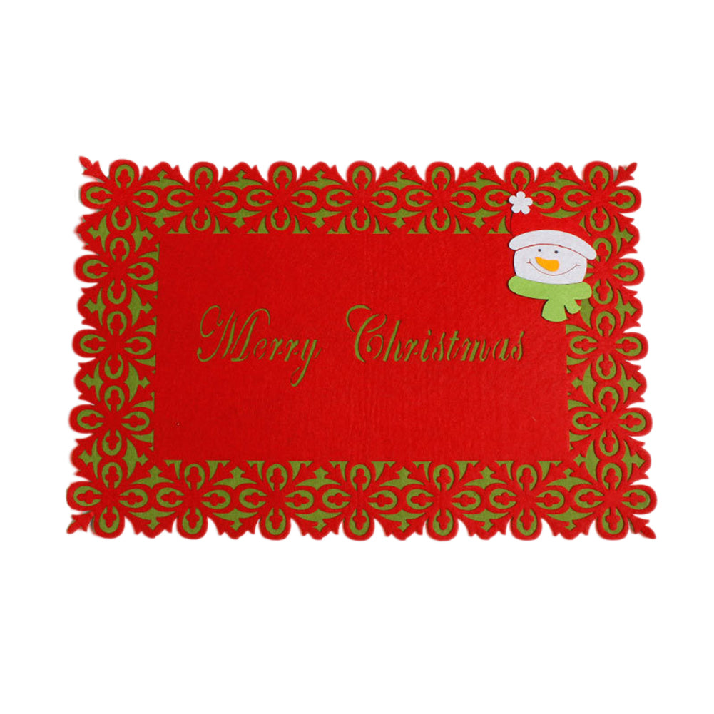 Merry Christmas Rectangle Non-woven Cloth Placemat Xmas Dining Table Mat Decor