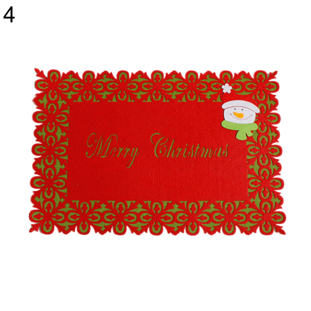 Merry Christmas Rectangle Non-woven Cloth Placemat Xmas Dining Table Mat Decor