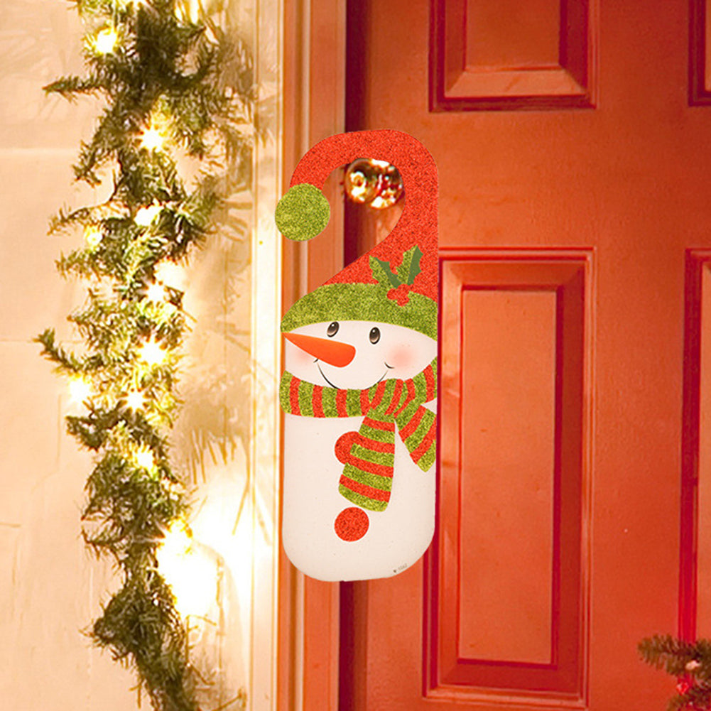 Christmas Santa Claus Snowman Door Handle Decor Home Paper Ornament Kids Gift