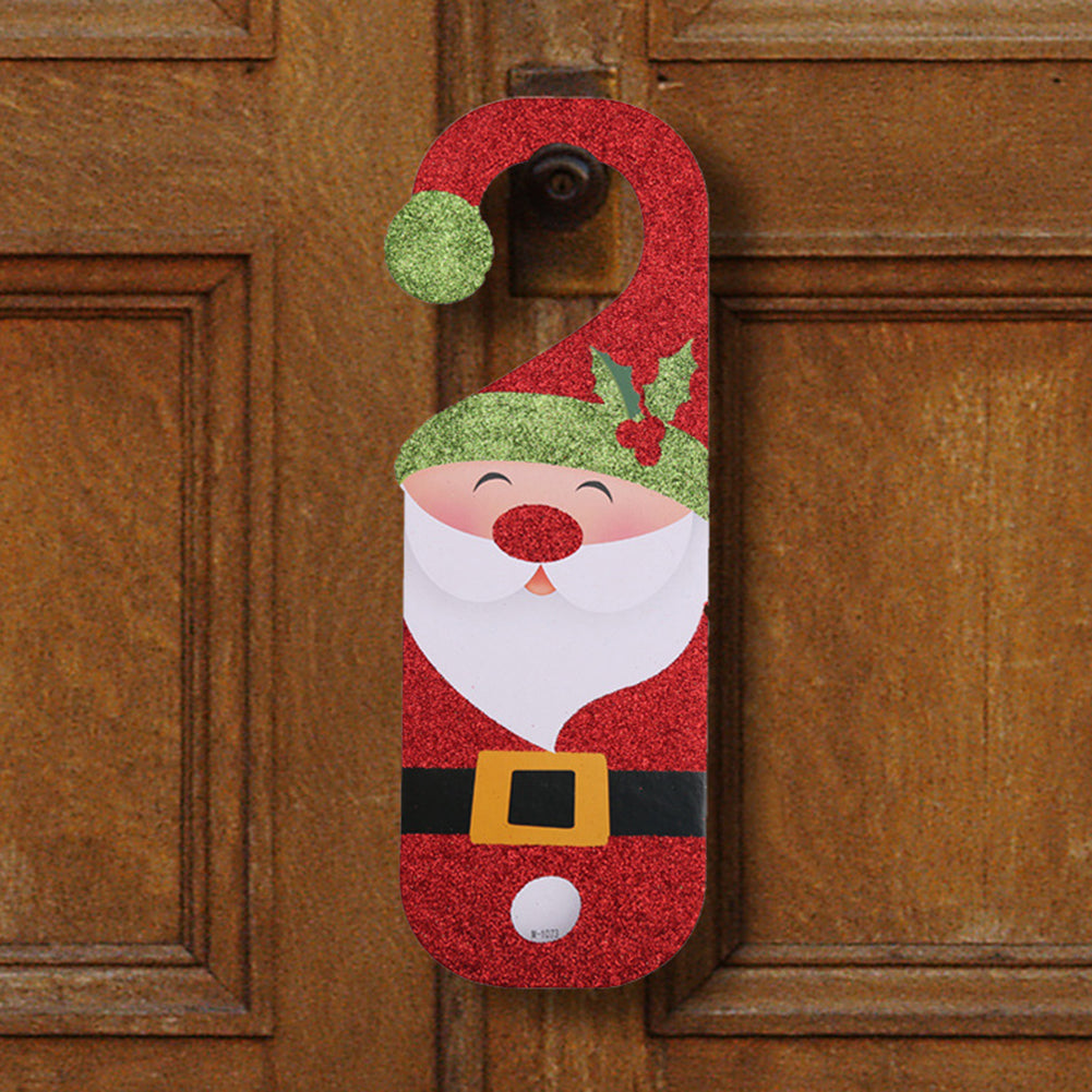 Christmas Santa Claus Snowman Door Handle Decor Home Paper Ornament Kids Gift