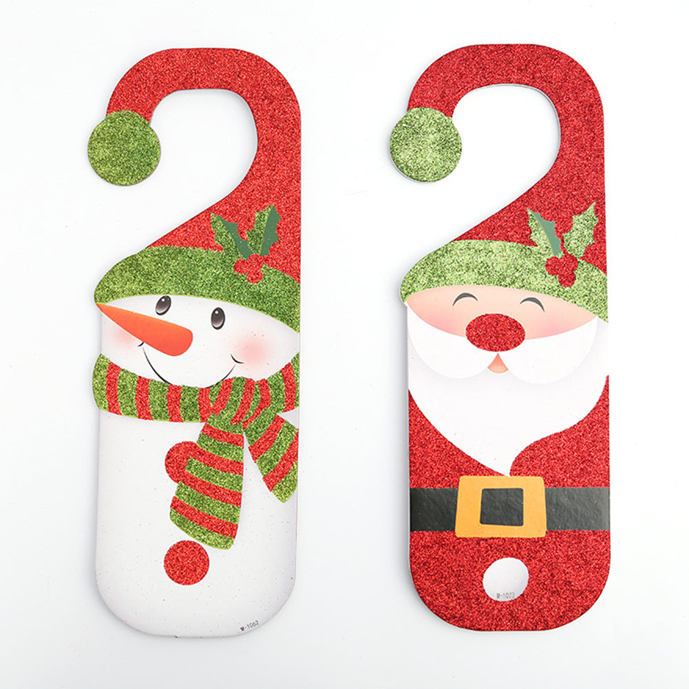 Christmas Santa Claus Snowman Door Handle Decor Home Paper Ornament Kids Gift