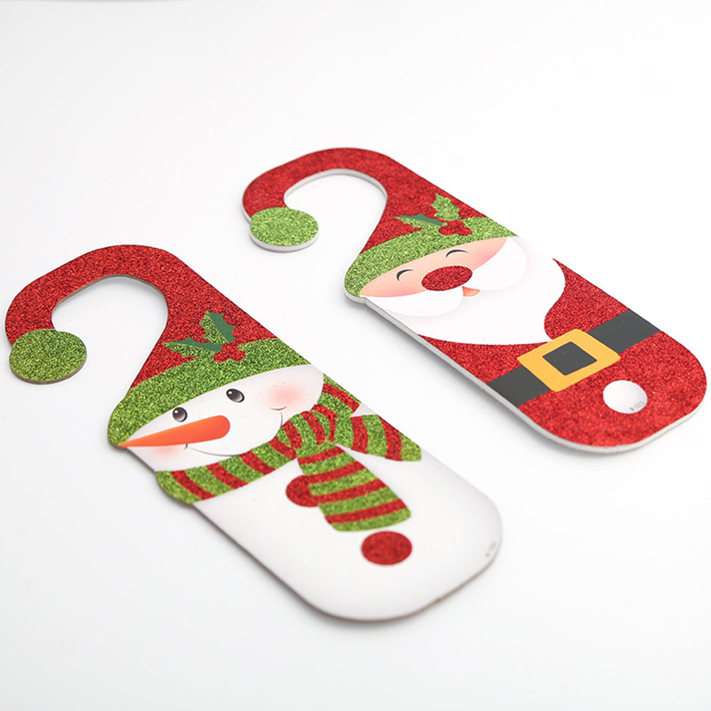 Christmas Santa Claus Snowman Door Handle Decor Home Paper Ornament Kids Gift