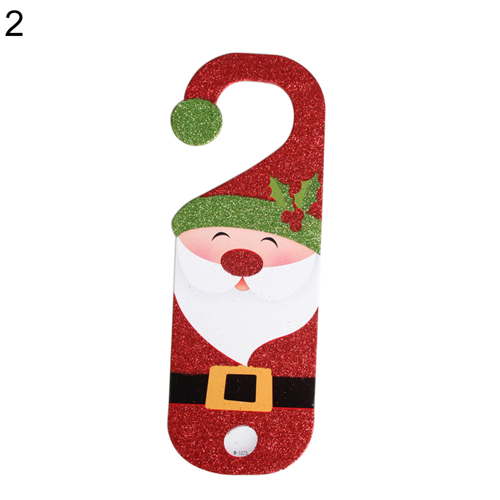 Christmas Santa Claus Snowman Door Handle Decor Home Paper Ornament Kids Gift