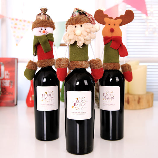 Wine Bottle Cover Christmas Santa Reindeer Snowman Dinner Party Case Decoration