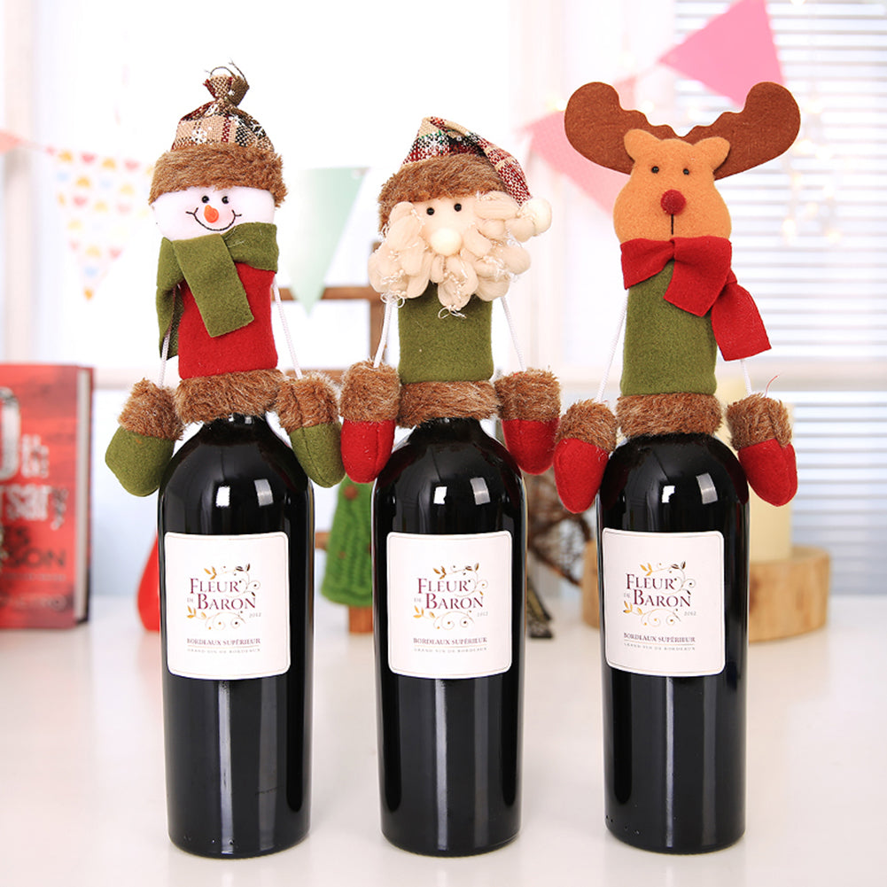 Wine Bottle Cover Christmas Santa Reindeer Snowman Dinner Party Case Decoration