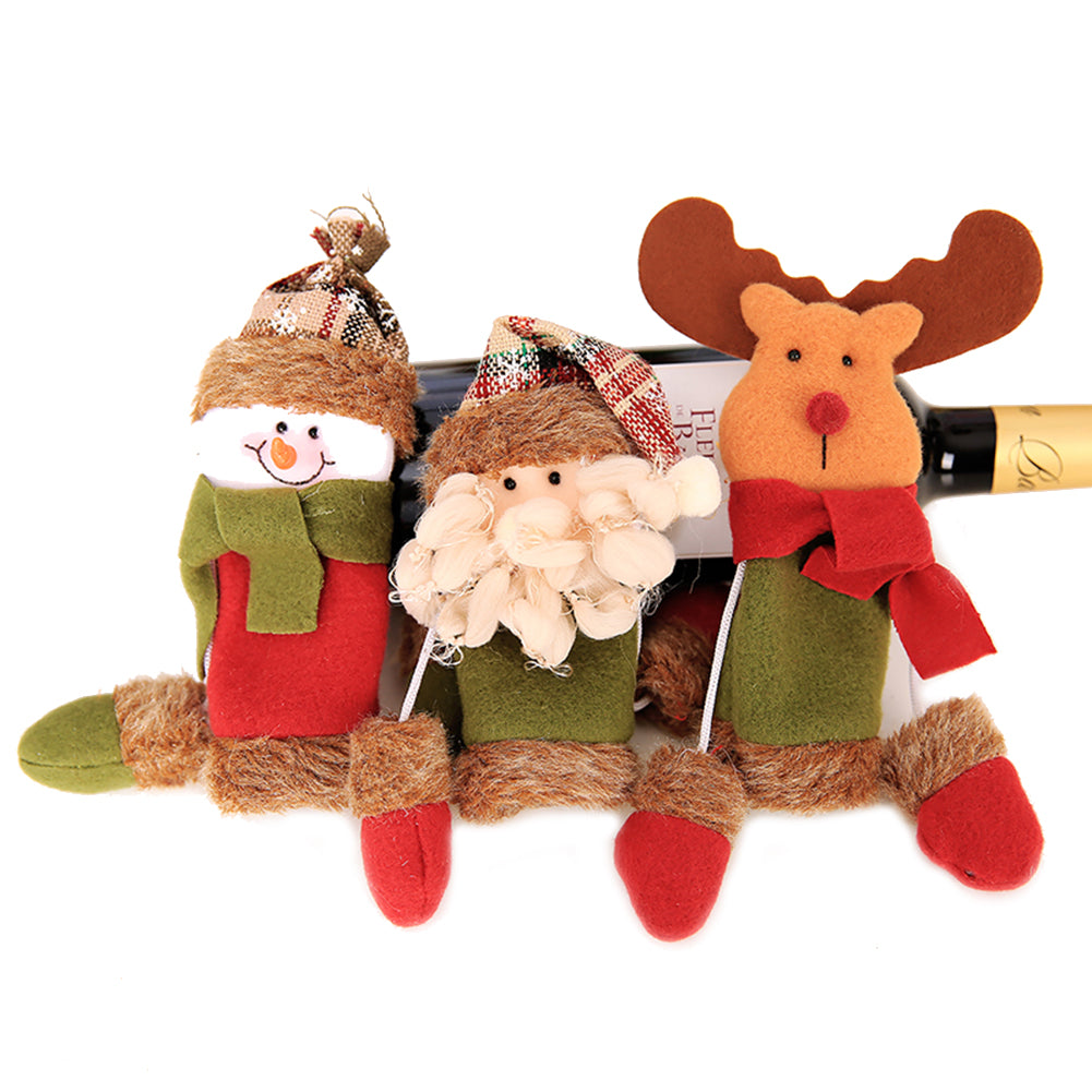 Wine Bottle Cover Christmas Santa Reindeer Snowman Dinner Party Case Decoration