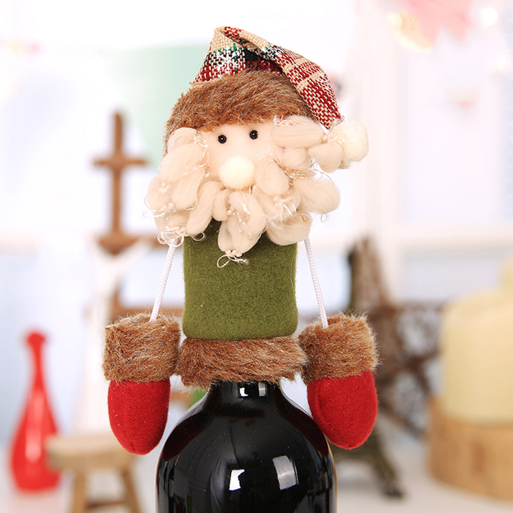 Wine Bottle Cover Christmas Santa Reindeer Snowman Dinner Party Case Decoration