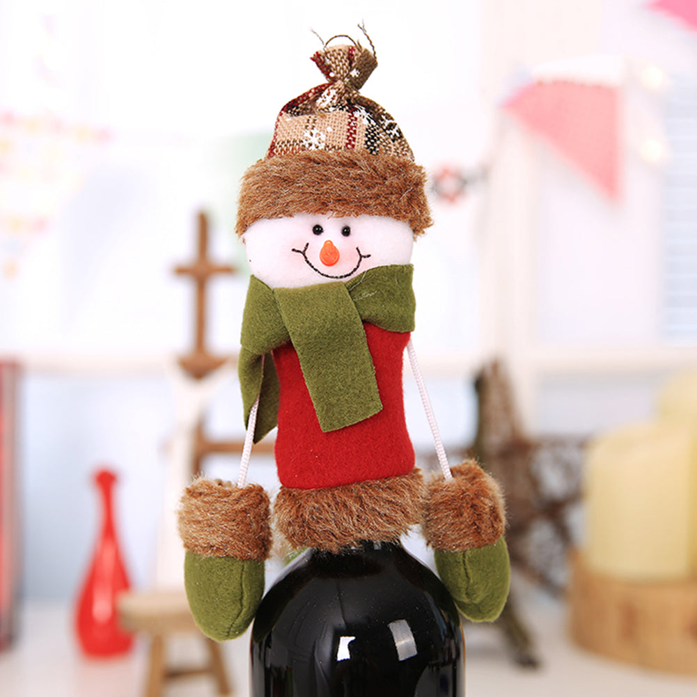 Wine Bottle Cover Christmas Santa Reindeer Snowman Dinner Party Case Decoration