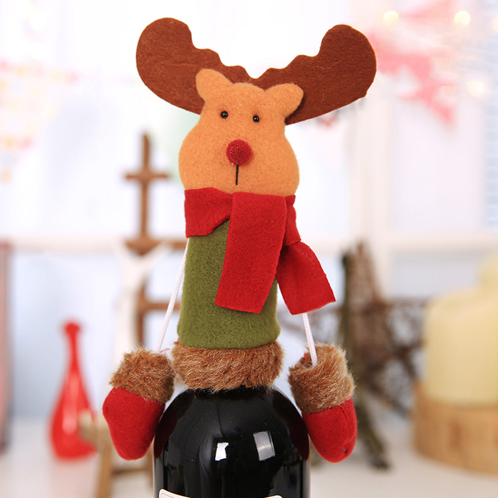 Wine Bottle Cover Christmas Santa Reindeer Snowman Dinner Party Case Decoration
