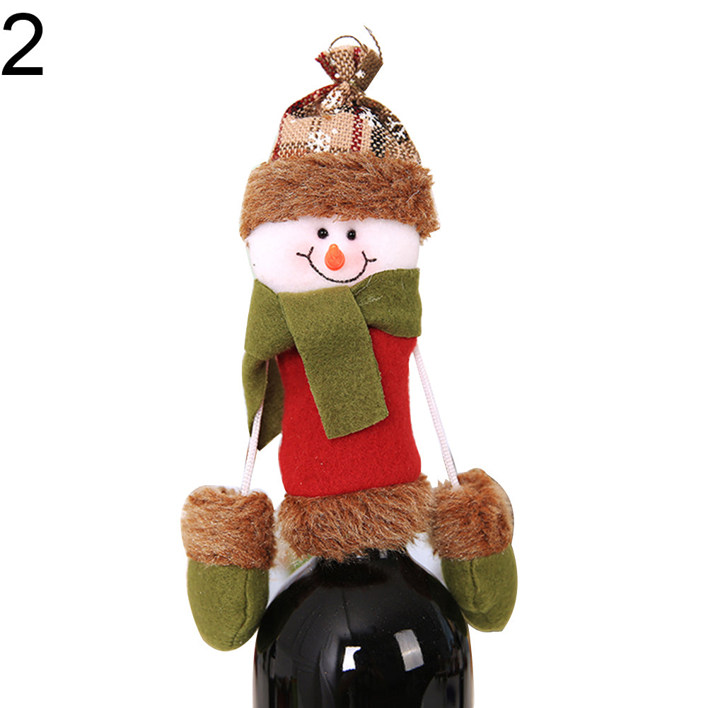 Wine Bottle Cover Christmas Santa Reindeer Snowman Dinner Party Case Decoration