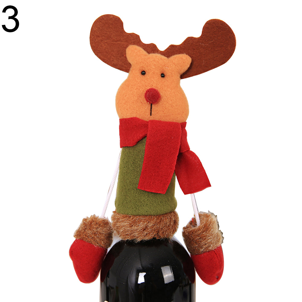 Wine Bottle Cover Christmas Santa Reindeer Snowman Dinner Party Case Decoration