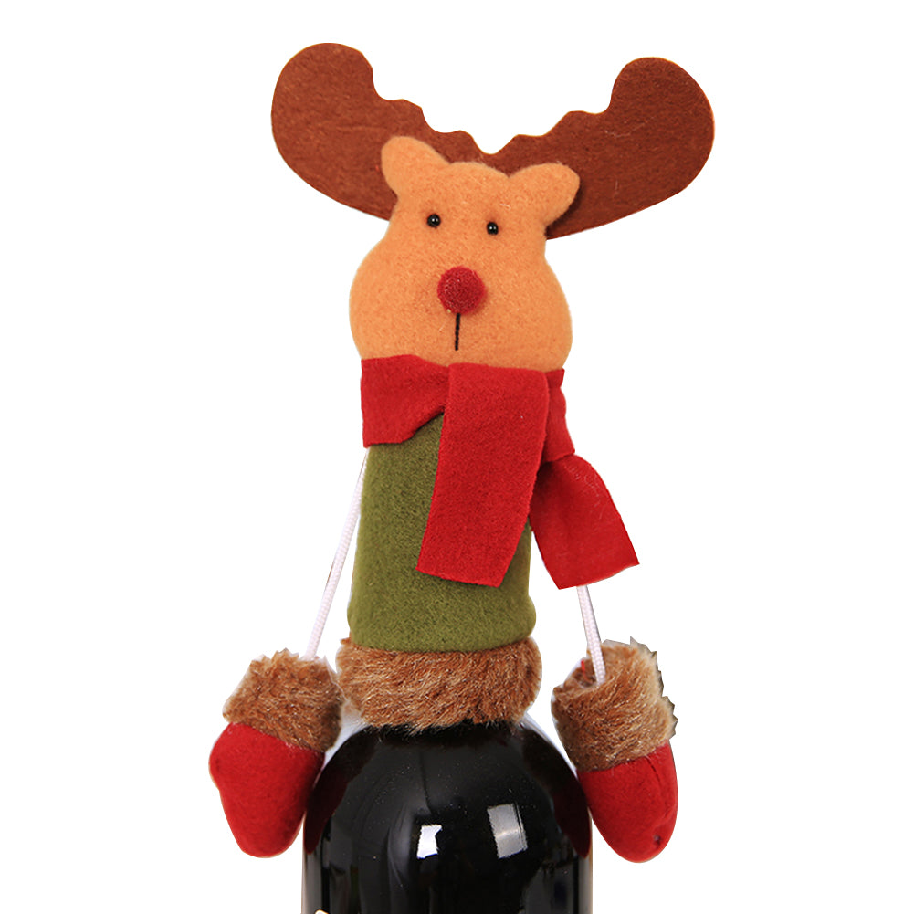 Wine Bottle Cover Christmas Santa Reindeer Snowman Dinner Party Case Decoration