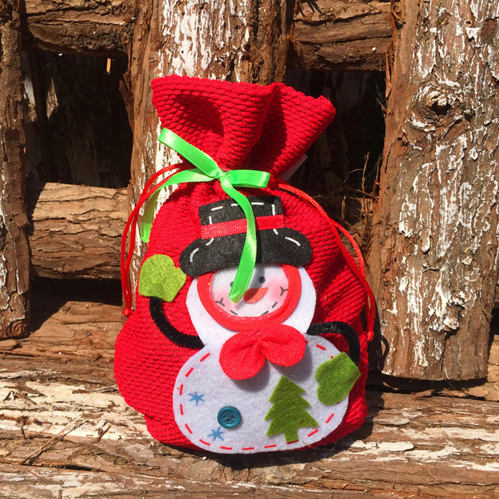 Christmas Snowman Candy Gift Sweets Bag Pocket Xmas Tree Ornament Sack Decor