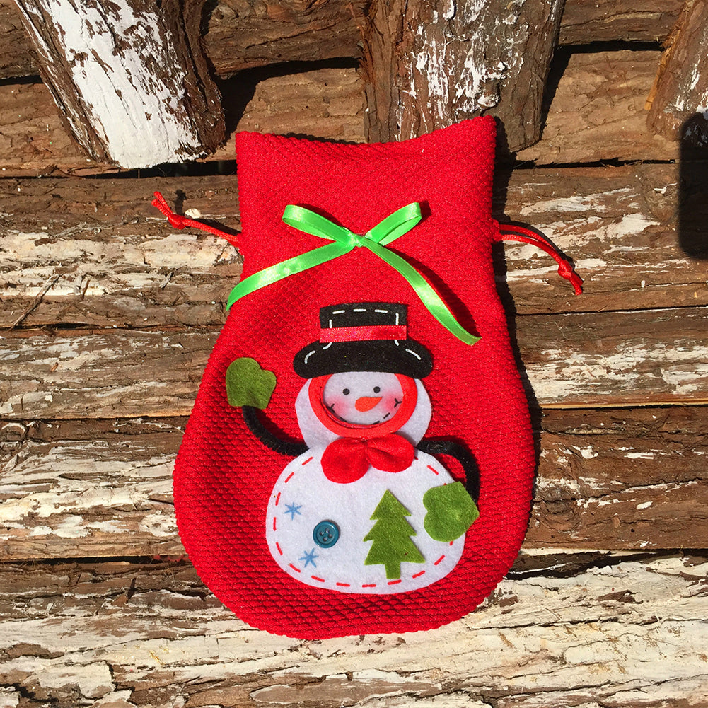 Christmas Snowman Candy Gift Sweets Bag Pocket Xmas Tree Ornament Sack Decor